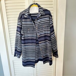 Columbia Calico Basin Navy and White Striped Shirt